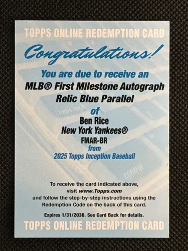 Ben Rice 2026 Topps Ben Rice Blue