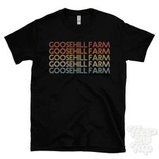 GOOSEHILL FARM REPEATED RETRO STYLE T-SHIRT mens & womens uk place name gift