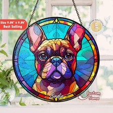 Personalized Dog Portrait, Stained Glass Suncatcher, Pet Memorial, Custom Gift