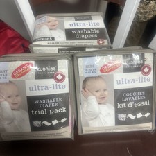 Kushies Ultra-Lite All-In-One Form-Fitted Washable Cloth Diapers 3 pkgs 9 total