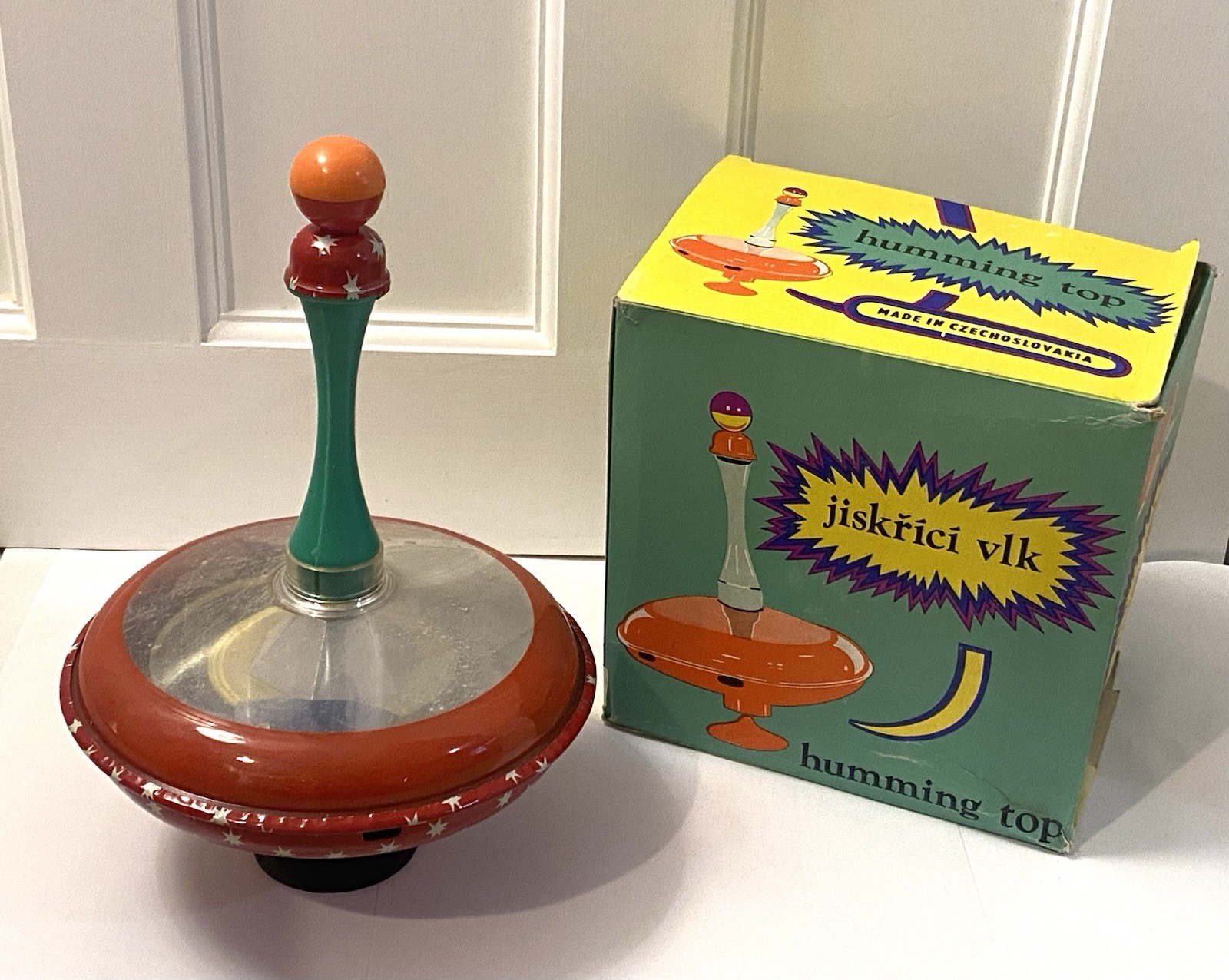Humming Top Traditional Metal Spinning Top Retro Toy Czech - Boxed 1950s?
