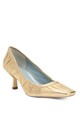 Frances Valentine Britta Gold Ruched Leather Square Heels Wedding Shoes Sz 9 — photo 1