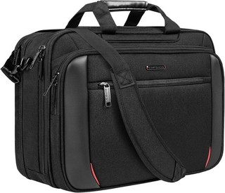 Laptop Bag 17.3 Inch Laptop Briefcase AUCTION Men Expandable Messenger Bag Black