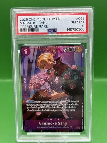 Vinsmoke Sanji PSA 10 OP10-063 🔥Treasure Rare*🔥 2025 One Piece OP12 *English*