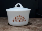 Vintage PYREX CORELLE Ginger Summer Impressions Sugar Bowl w/ Plastic Lid Cover