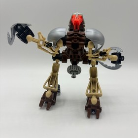 Incomplete LEGO Bionicle Toa Nuva 8568 Pohatu Brown Tan Silver Figure NO MASK