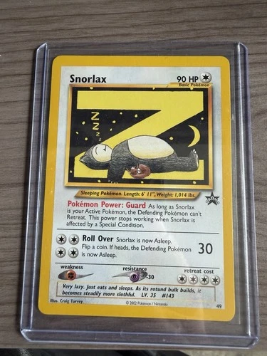Snorlax 49/53 WOTC Black Star Promo  Card 2002 Vintage FANTASTIC condition