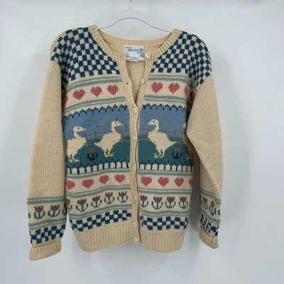 Deans of Scotland Womens Cottagecore Cardigan Size M Vintage Goose Fair Isle - Image 1 of 4