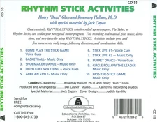 HENRY "BUZZ" GLASS/ROSEMARY HALLUM RHYTHM STICK ACTIVITIES NEW CD