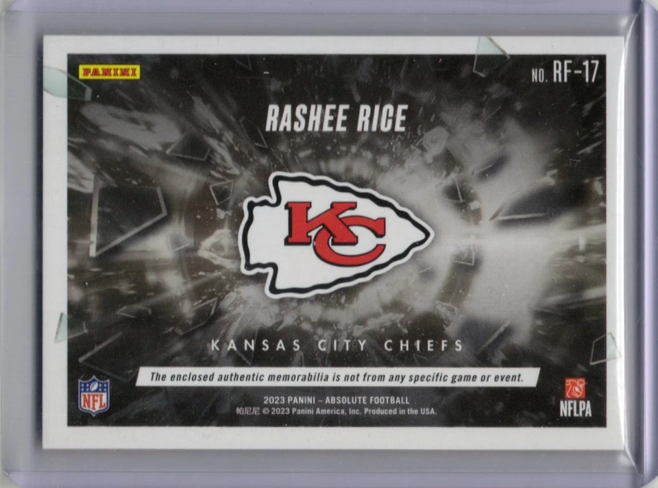 Rashee Rice 2023 Panini Absolute Rookie Force #RF-17 Jersey Patch RC - Image 2 of 2