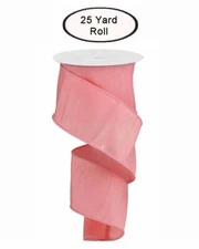 Faux Dupioni Silk Ribbon, Salmon, Valentine's Day, Wired Edge, 2.5" Wide X 25 Ya