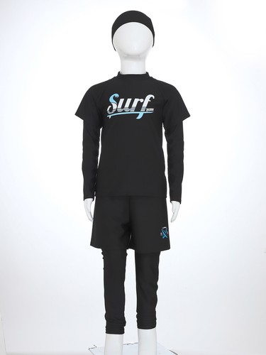 Kids Boys Swimsuit Hat Set Sports Outfit Suit Summer Double Layers Holiday Top - Picture 8 of 16