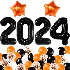 KatchOn Black 2024 Balloons Set - Giant 40 Inch Pack of 34 | 2024 Black Ballo...