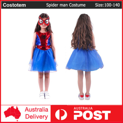 Spider-Woman Spiderman Costume Girls Dress+Mask Cosplay Christmas Party  Outfits | eBay