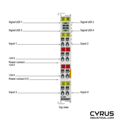Beckhoff EL1004 EtherCAT Terminal, 4-channel digital input, 24 V DC, 3 ms