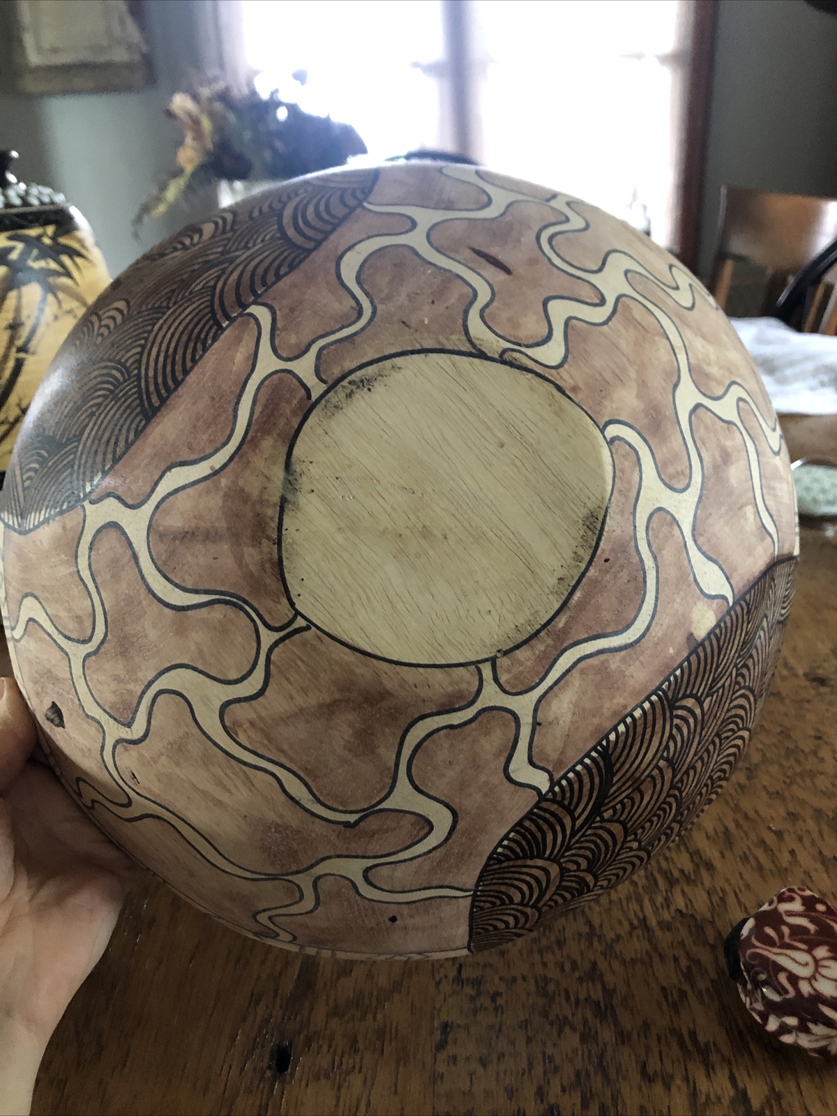 Vintage Hand Made Hand Painted African 12” Wooden Bowl eBay