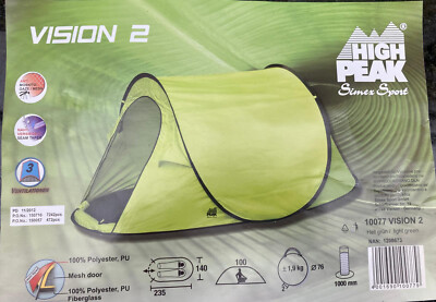 NEU! HIGH PEAK Pop Up Zelt Vision 2 in grün