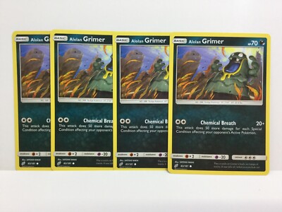 POKEMON 4X GRIMER 83/181 COMMON CARD SUN AND MOON TEAM UP PLAYSET NM/MINT