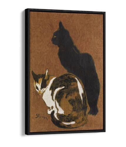 THEOPHILE STEINLEN, TWO CATS -FLOAT EFFECT CANVAS WALL ART PIC PRINT - Picture 1 of 12