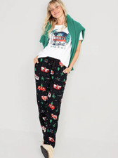 NWT Old Navy Women's XL 100 Cotton Flannel Pajama Pants Holiday Campers Black