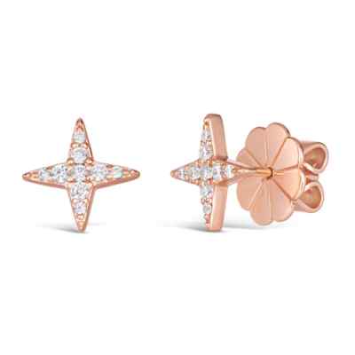 Womens Anna Zuckerman Gorgeous Rose Gold Plated Crystalline Star Stud Earrings