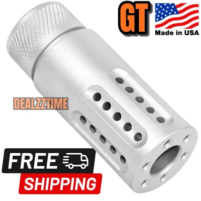 GT BLACK 3'' Compensator SILVER 1/2x28 brake 22cal Slips over & Treads at 1.25''