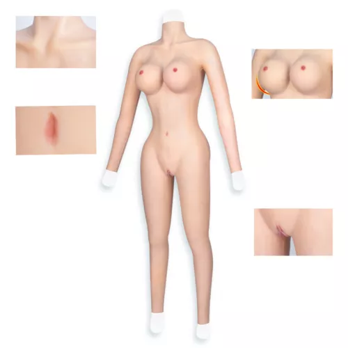 Costume complet visage travesti silicone formes mammaires combinaison complète - Bild 17 von 28