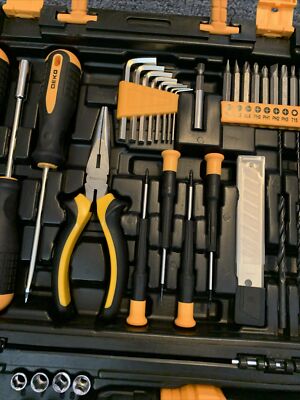 Deko DKCD08XL02 Black Orange 8 Volt Cordless Drill Set Kit With