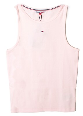 Tommy Jeans Essential Rib Tank Damen Tanktop Seiten hellrosa DW14875 pink