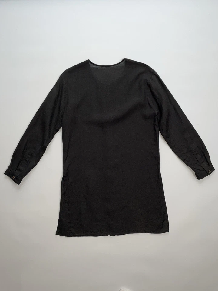 Camisa túnica de lino negra vintage primavera 1993 colección Calvin Klein XS grunge Foto 4 de 4