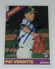 PAT VENDITTE SIGNED AUTO'D 2015 TOPPS HERITAGE CARD #560 OAKLAND ATHLETICS