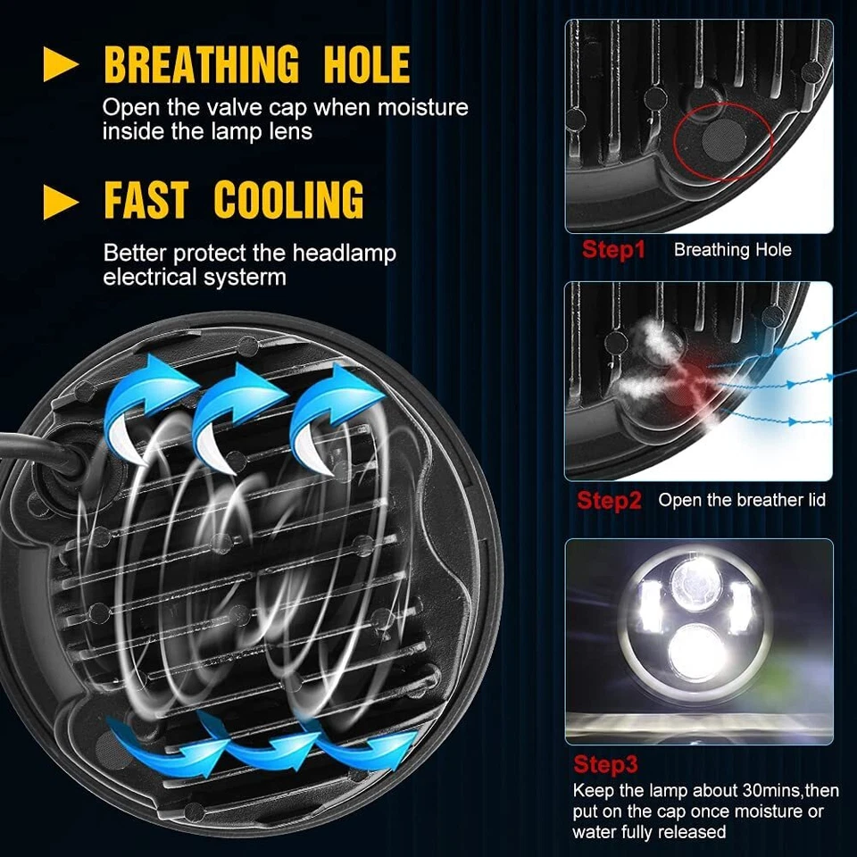 4 peças 5,75" halo faróis de LED feixe Hi-Lo para Mercedes-Benz 380SL 450SL 560SL - Imagem 4 de 4