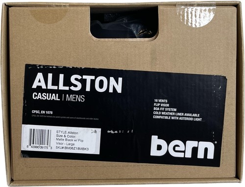 Bern Original Men's Allston Casual Matte Black Helmet Adt Lg 59-62cm BN - Picture 3 of 3