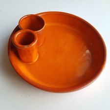 Spanish Ceramic Burnt Orange Glazed Olive Serving Dish Verano El Toro Spain