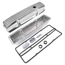 Retro Finned Polished Aluminum Tall Valve Covers For Chevy Small Block 305 400