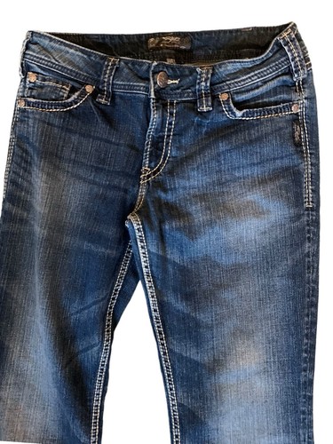 Damen SILVER Jeans SUKI SURPLUS Boot Flare Leg Mid Rise Blue Jeans 31x34 Tall - Bild 2 von 5