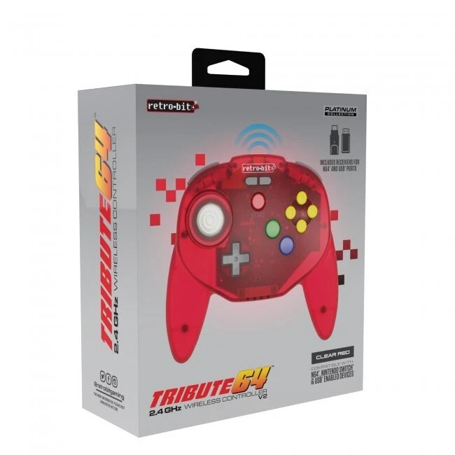 Retro-Bit Tribute 64 2.4Ghz Wireless Controller for Nintendo N64 Switch PC Red - Image 4 of 4