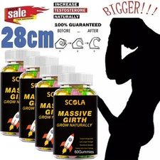 #1 BEST-MALE ENLARGER THICKER LONGER BIGGER 4" GROWTH ENLARGEMENT 60 CAPSULES