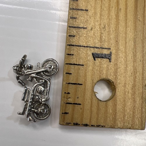 WELLS 925 Sterling Silver Retro Charm Pendant Hog Motorcycle Cycle Moving Wheels - Bild 2 von 9