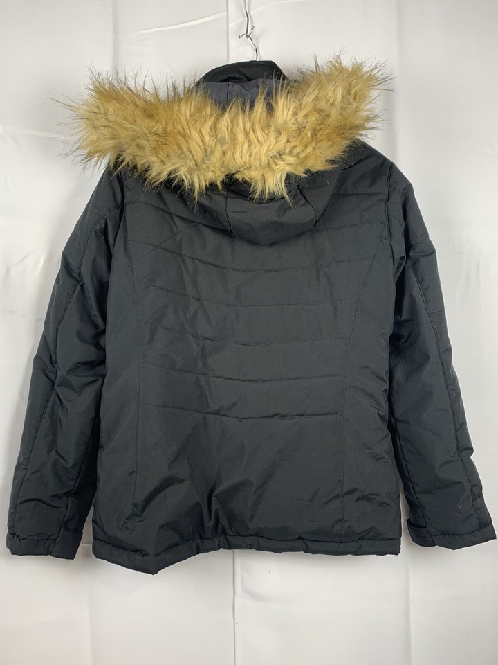 Wantdo Womens Parka Black Puffer Jacket Faux Fur Trim Hooded Size M eBay