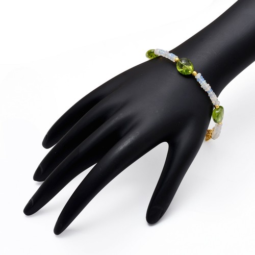 Ethiopian Opal Bracelet,Opal Beads Bracelet,Peridot Beaded Bracelet,Peridot - Picture 3 of 7