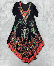 Anjli Dress Womens One Size Bohemia A Line Beach Resort Embroidered Lagenlook