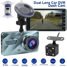 Screen Dash Cam 4" 1080P Dual Lens Car DVR Recorder Front and Rear Camera