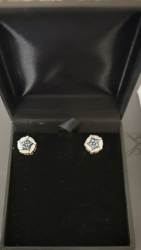 Diamonds International Convertible Stud/Dangle Blue Diamond Earrings 925 Silver - Picture 7 of 15