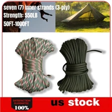 550 Paracord Parachute Cord in Spool Lanyard 50ft-1000ft Type III 7 Strand Core