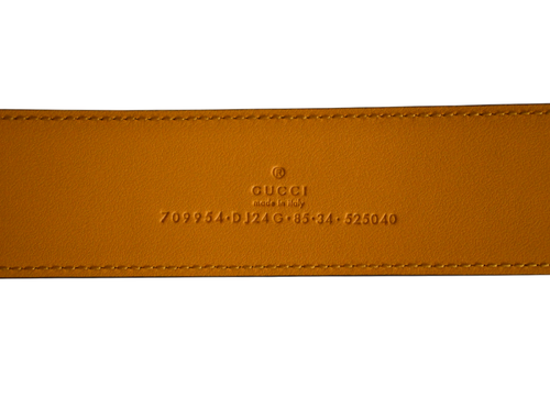 Autentica cintura Gucci bicolore giallo-blu pelle MEMORABILE FIBBIA G 85 US34 - Foto 16 di 16