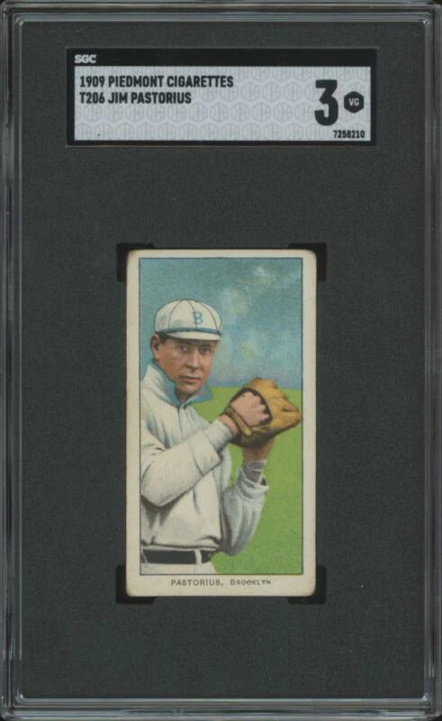 1909 T206 JIM PASTORIUS NNO VG PIEDMONT 150 SGC 3 BASEBALL BROOKLYN SUPERBAS
