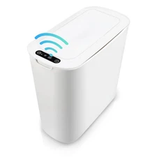 Trash Can, Small Motion Sensor Touchless Bathroom Trash Bin, Trash Bin with L...