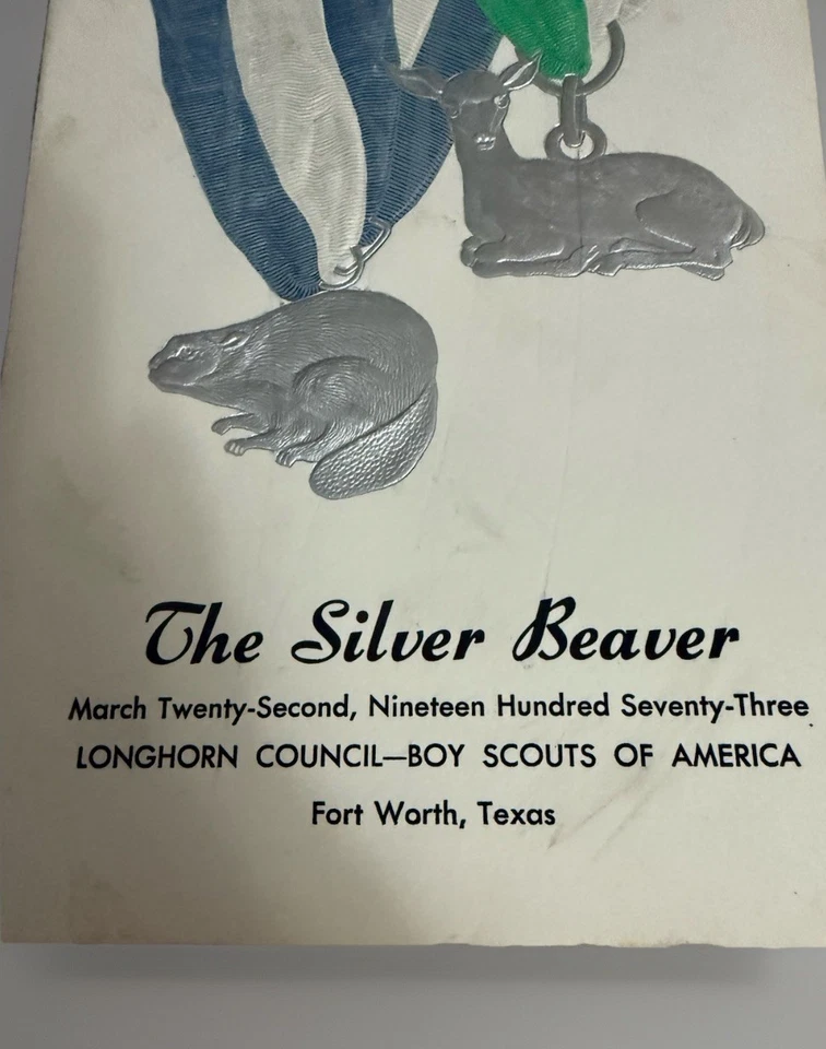 1973 SILVER BEAVER AWARD Annual Scouter's Dinner PROGRAMA Silver Fawn Ft Worth TX - Imagem 2 de 4