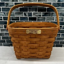 Longaberger 1995 Dresden Basket Signed Handwoven with Brass Tag USA Vintage